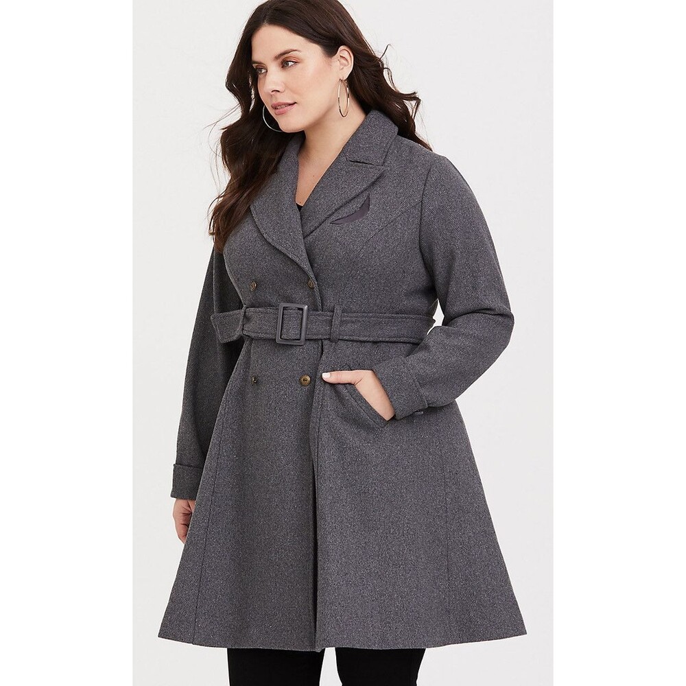 Womens Plus Size 00X Torrid Fantastic Beasts Scamander Gray Trench Coat PeaCoat
